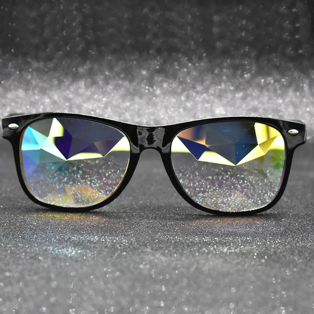 Party Sunglasses Trendy Square Women Men Fashion EDM Light Diffraction Futuristic Rave Festival Sun Glasses Psychedelic Prism