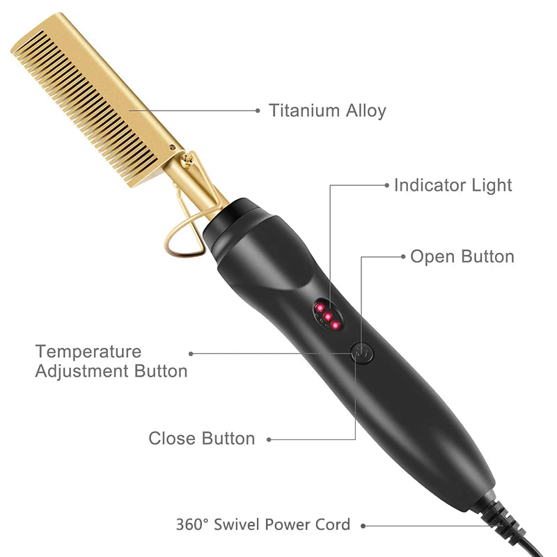 Electric Hot Heating Comb Hair Straightener Curler Wet Dry Hair Iron Straightening Brush Styling Tool