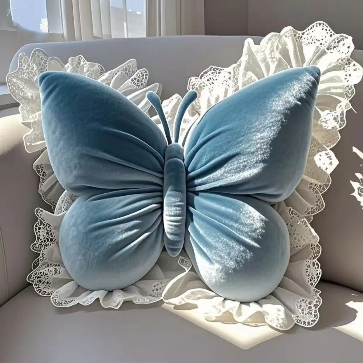 Princess Butterfly Office Pillow Polyester Cotton Blend Rectangle Cushion for Living Room Bedroom Car Sofa Decorative Travel Body Bedding