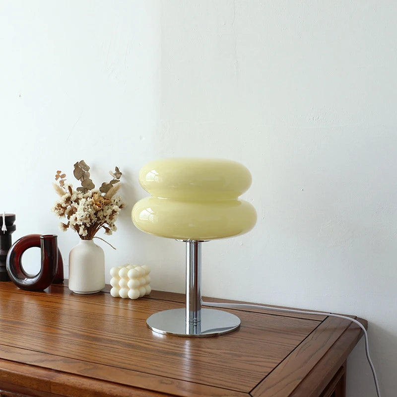 Macaron Glass Table Lamp Living Room Atmosphere Lamps Eye Protection Night Light Bedside Decor