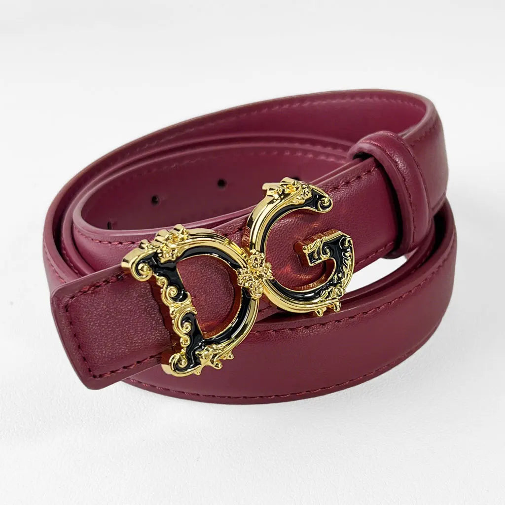 Fashionable Retro Women's Belt Set with Classic Golden Buckle High-Quality Split Leather Waistband Geometric Pattern for Adults