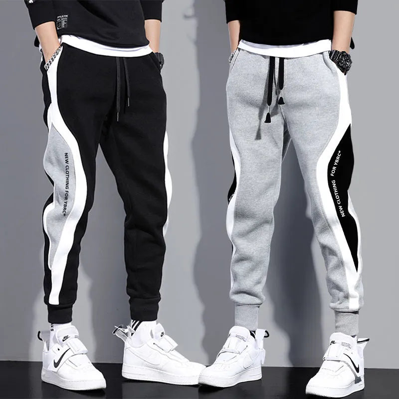 Autumn Men Wide Loose Casual Pants Men Patchwork Sports Breathable Tie-foot Trousers