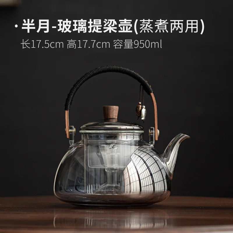 Teapot Household Glass Tea Maker High Temperature Resistant Steaming and Boiling Dual-purpose Teapot