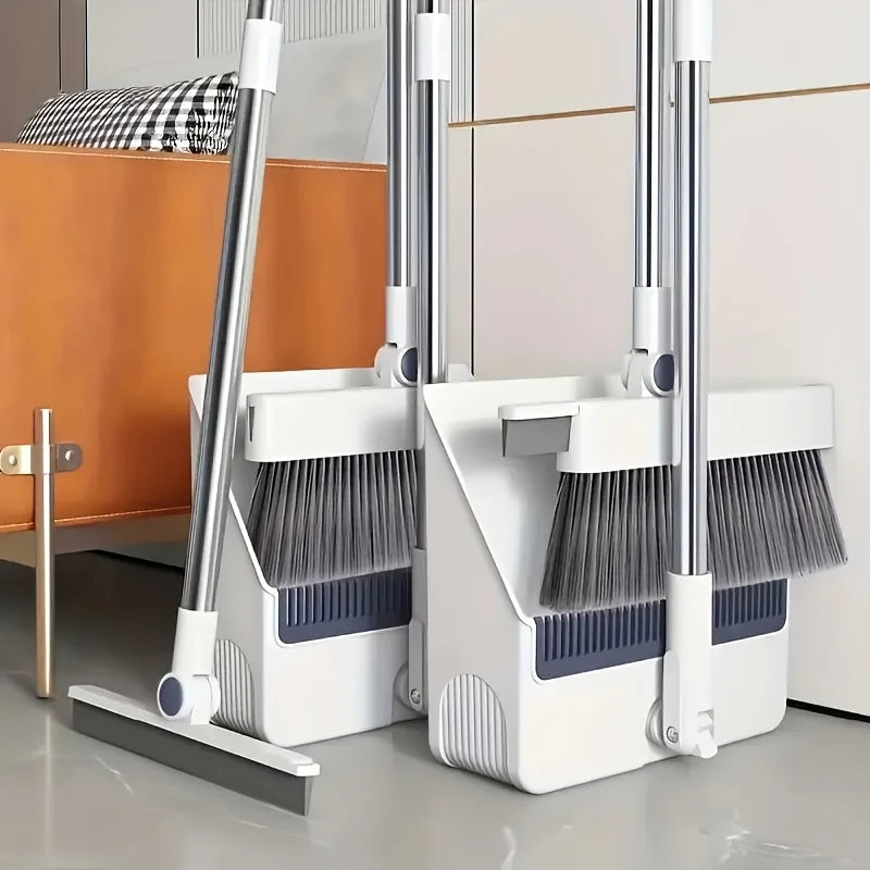 4-in-1 Broom Combo Set with Dustpan Squeegee Floor Brush - Multi-Purpose Cleaning Tool for Home Commercial Use by Andralyn