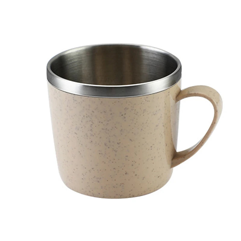 Double Layer Anti-scalding Stainless Steel Cups 1pc Plastic Handle Coffee Milk Mug Tea Tumbler Drinks Water Cup for Home Office