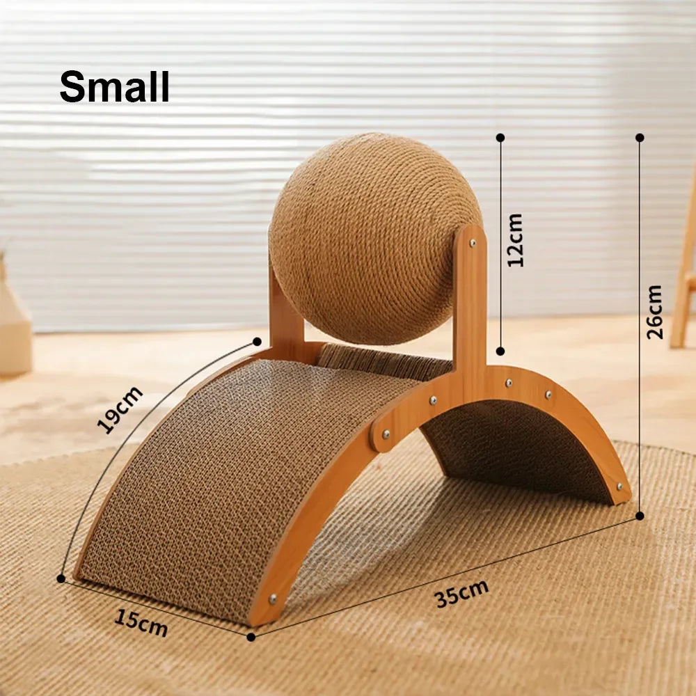 Cat Scratching Ball 2 in 1 Wooden Cat Scratcher WearResistant Grinding Paw Sisal Scratch Board Toy Solid Wood Scraper for Cats