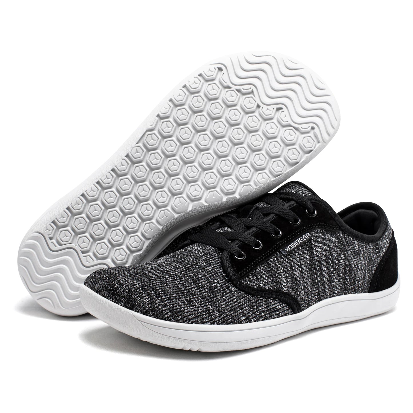 HOBIBEAR Men's Minimalist Barefoot Shoes Unisex Wide Width Zero Drop Fashion Sneakers Mesh Upper Lace-up Casual Footwear