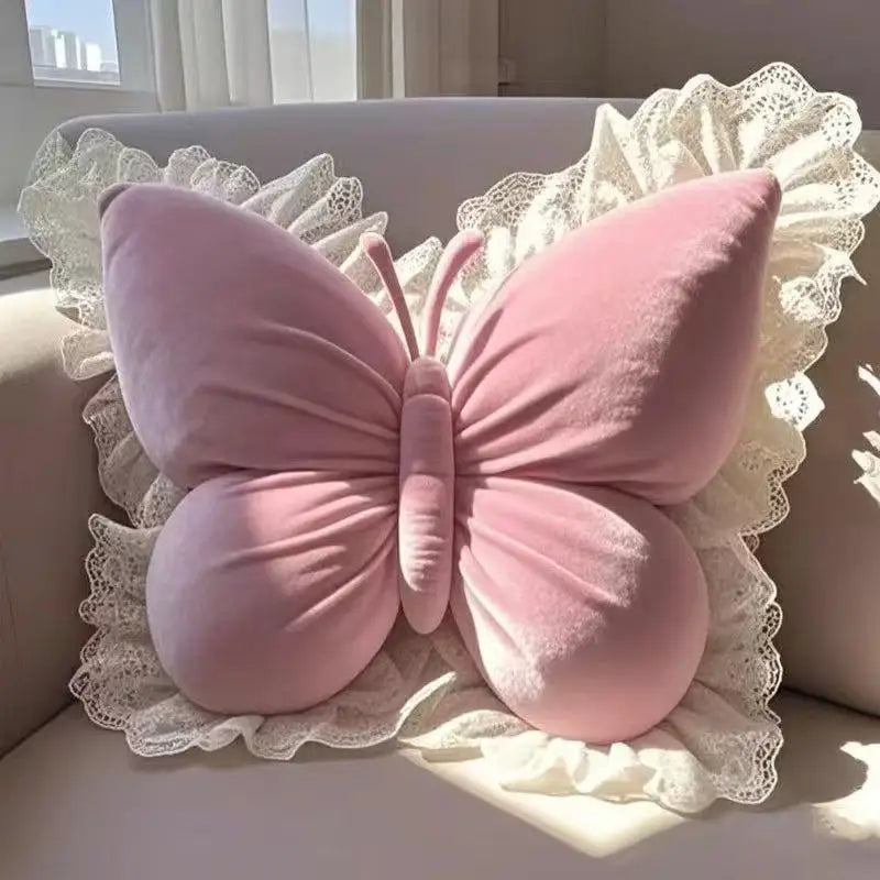Princess Butterfly Office Pillow Polyester Cotton Blend Rectangle Cushion for Living Room Bedroom Car Sofa Decorative Travel Body Bedding