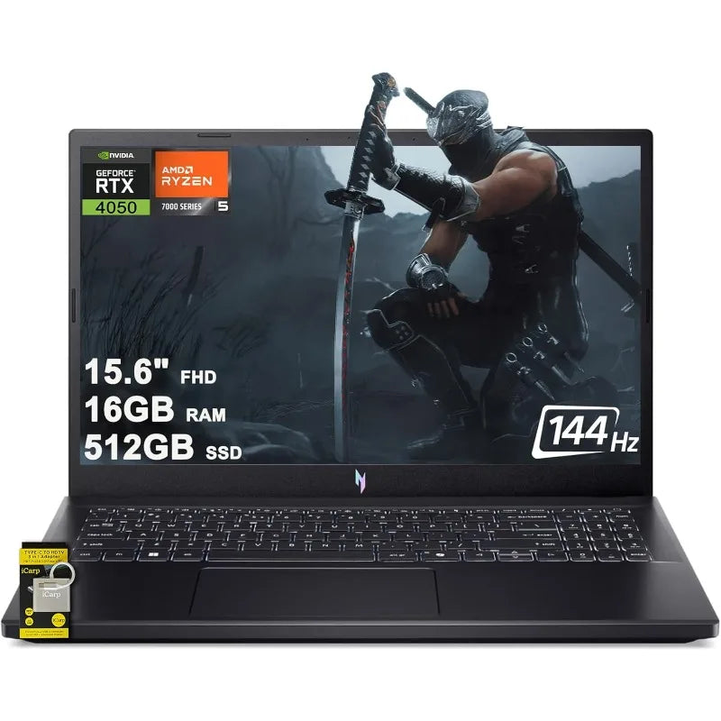 Nitro V 15 Gaming Laptop 15.6" FHD IPS 144Hz AMD 6-core Ryzen 5 7535HS 16GB RAM 512GB SSD GeForce RTX 4050 Backlit USB-C Wi