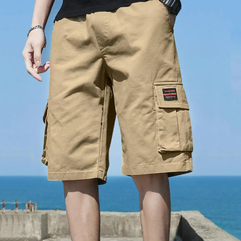 Men Cargo Shorts Elastic Waist Breathable Fabric for Summer Sports Streetwear