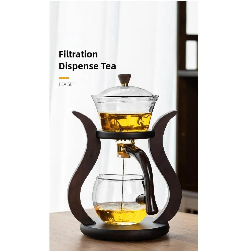 Lazy Kung Fu Drip Teapot, Magnetic Flow Semi-Automatic Glass Teapot Set, Heat Resistant Tea Set, Gift