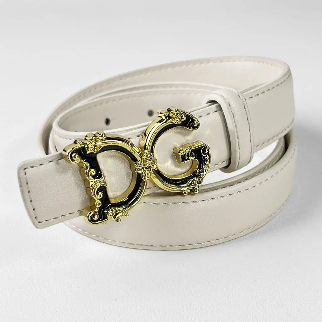Fashionable Retro Women's Belt Set with Classic Golden Buckle High-Quality Split Leather Waistband Geometric Pattern for Adults