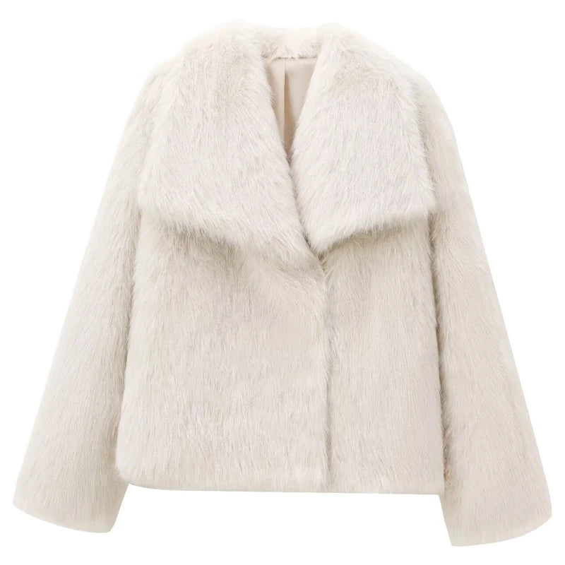 Women's Fur Coat Plush Burgundy Bomber Jacket Solid Crop Long Sleeve Jacket Warm Winter Coats Woman Casual Coats