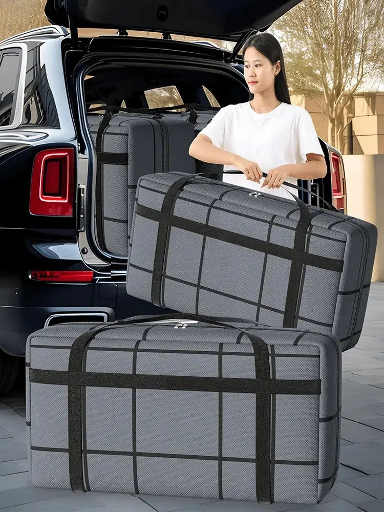 1PC Large Capacity and Super Load-bearing Black Composite Material Storage Bag Dustproof and Moisture-proof with Zipper