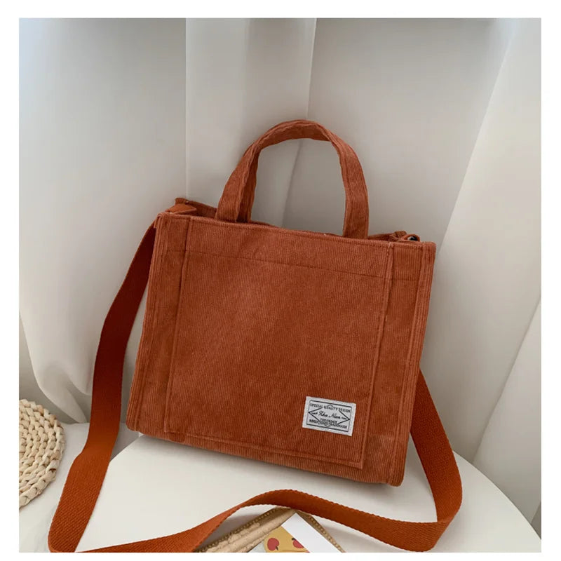 Rilibegan Shoulder Bag For Women Fashion Style Simple Corduroy Portable Large Capacity Bag Small Trend Square Handbag