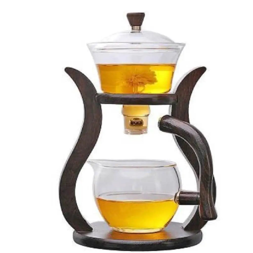 Lazy Kung Fu Drip Teapot, Magnetic Flow Semi-Automatic Glass Teapot Set, Heat Resistant Tea Set, Gift