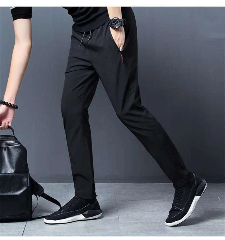 Men Running Pants Quick-Dry Thin Casual Trousers Sport Pants with Zipper Pockets Sportswear Running Jogging Sportpants