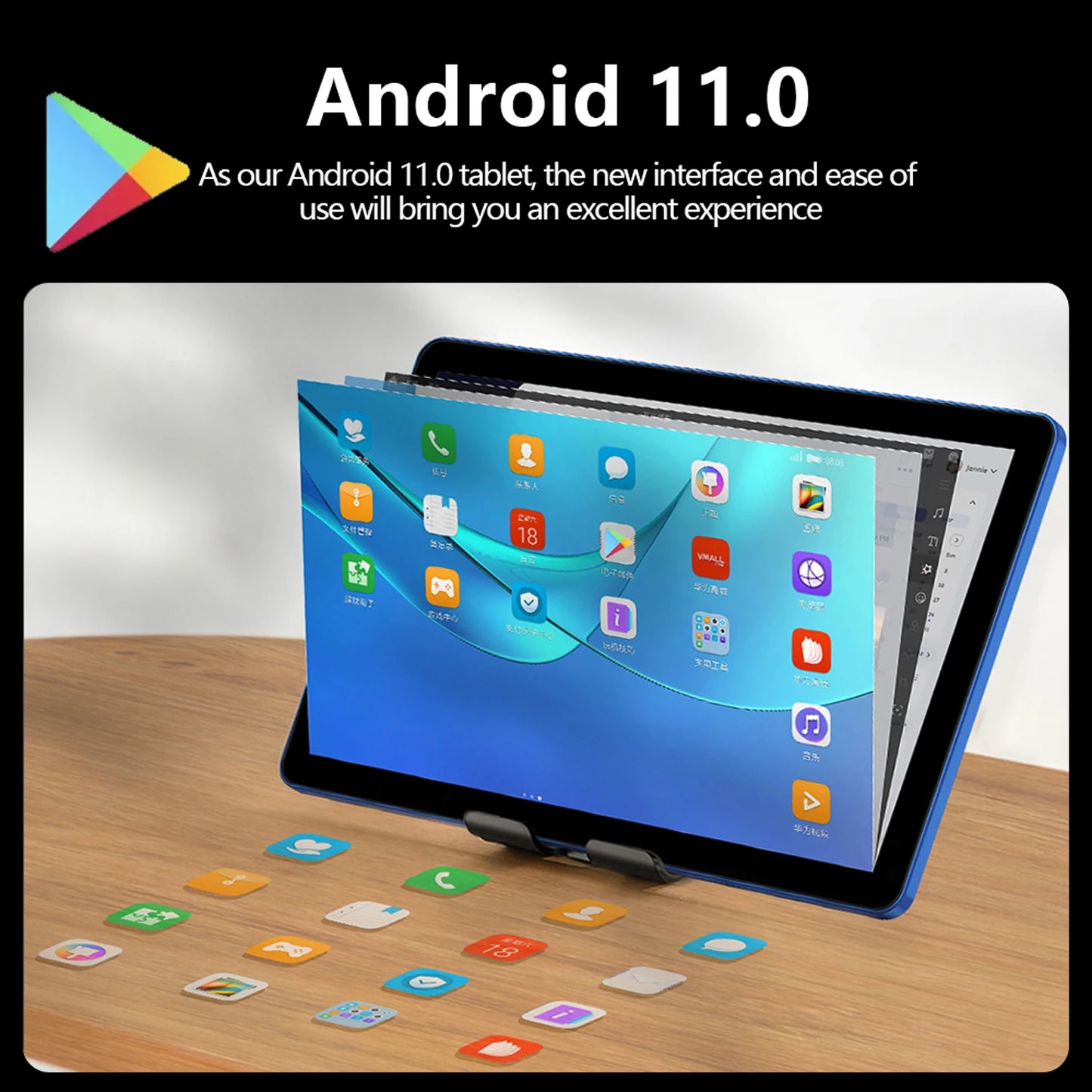 10.1 Inch Tablet with 3G Call Dual SIM Dual Cameras 4GB+64GB Storage Android 11 WiFi Bluetooth Octa Core Processor Tablet