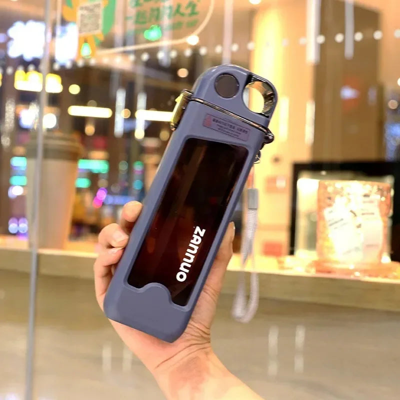 350ml Leak-proof Plastic Water Bottle with Lockable Lid And Measurements Square Sports Travel Cup for Outdoor Activities