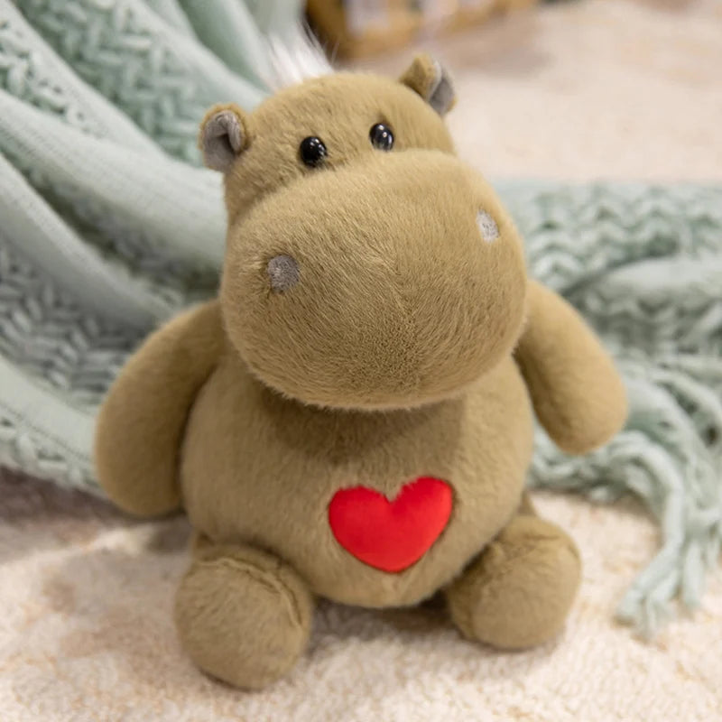 23cm Cute Red Heart Hippo Ant Plush Soft Toy Lifelike Animal Doll Stuffed Toy for Boys And Girls