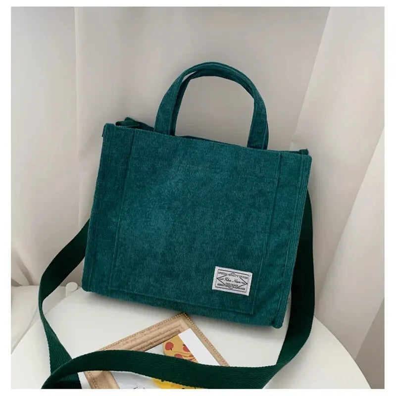 Rilibegan Shoulder Bag For Women Fashion Style Simple Corduroy Portable Large Capacity Bag Small Trend Square Handbag