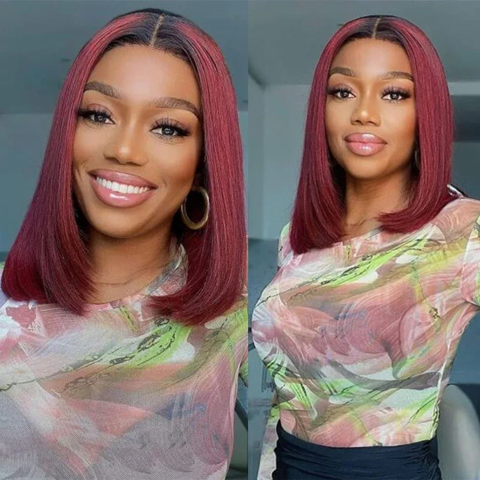 Human Hair Bundles Burgundy Straight Human Hair 1/3 /4 Pcs Brazilian Virgin Hair Extensions