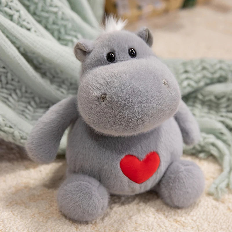 23cm Cute Red Heart Hippo Ant Plush Soft Toy Lifelike Animal Doll Stuffed Toy for Boys And Girls