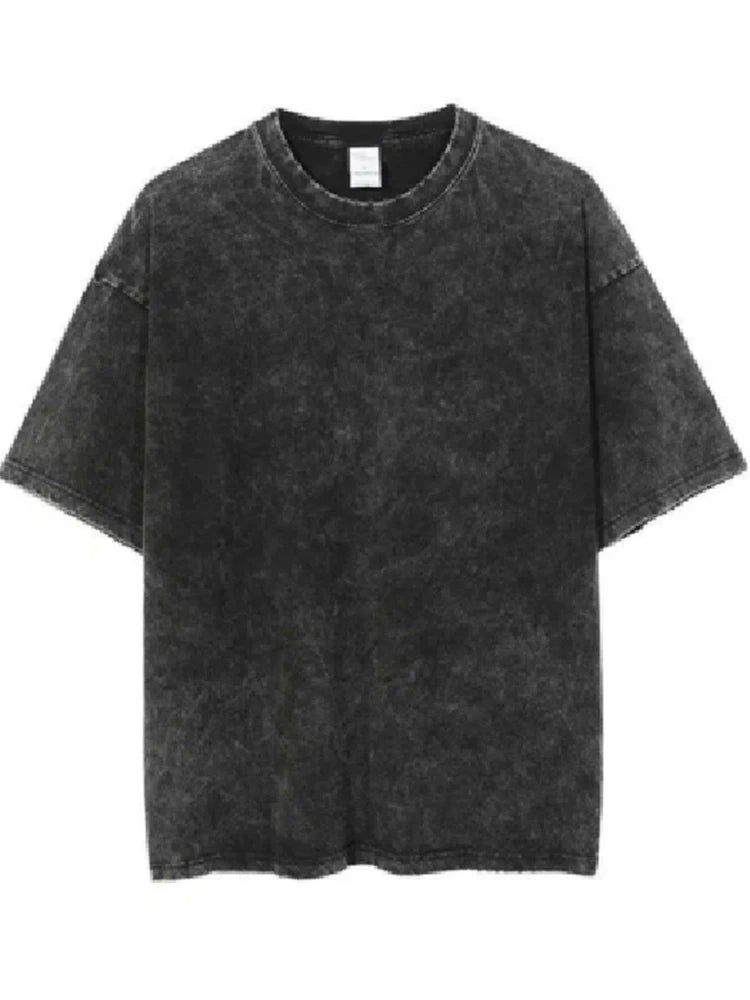 Washed Vintage T-Shirts Street Punk women Harajuku Short Sleeve Acid Wash TShirts top