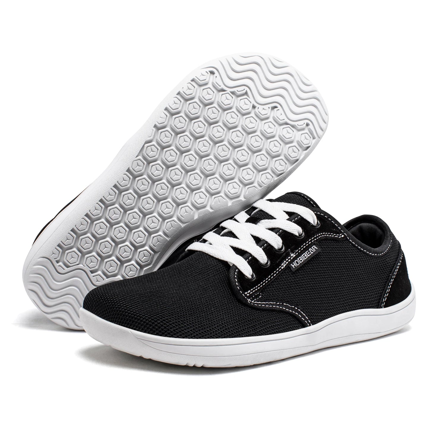 HOBIBEAR Men's Minimalist Barefoot Shoes Unisex Wide Width Zero Drop Fashion Sneakers Mesh Upper Lace-up Casual Footwear