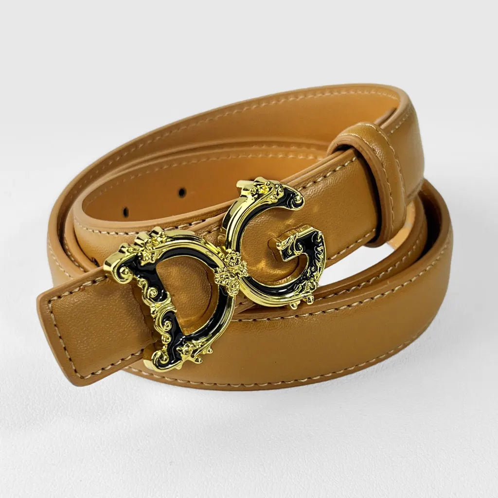Fashionable Retro Women's Belt Set with Classic Golden Buckle High-Quality Split Leather Waistband Geometric Pattern for Adults