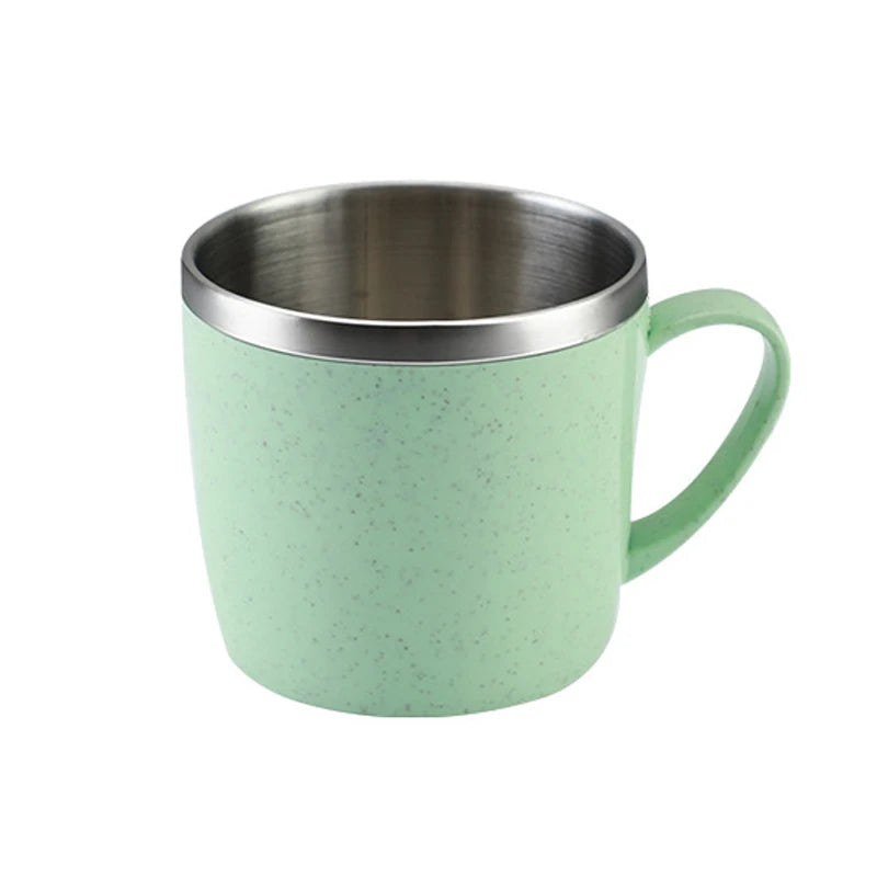 Double Layer Anti-scalding Stainless Steel Cups 1pc Plastic Handle Coffee Milk Mug Tea Tumbler Drinks Water Cup for Home Office