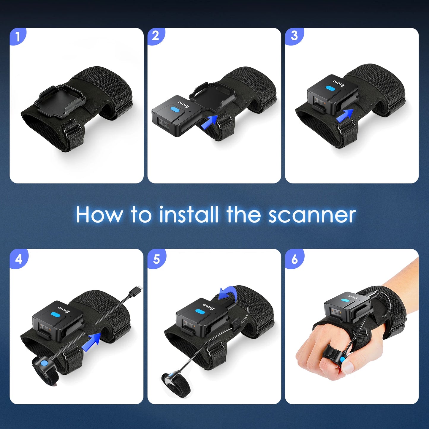2D Bluetooth Wireless Wearable Barcode Scanner Left & Right Hand for Mobile Devices