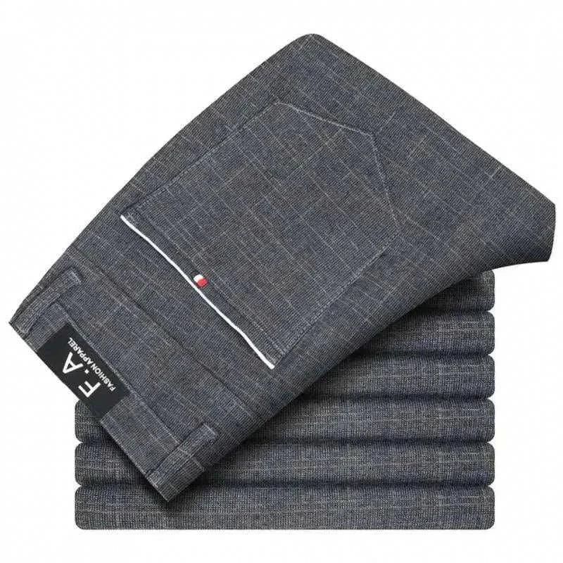 Men's slim fit breathable cotton pant straight style midweight casual full length