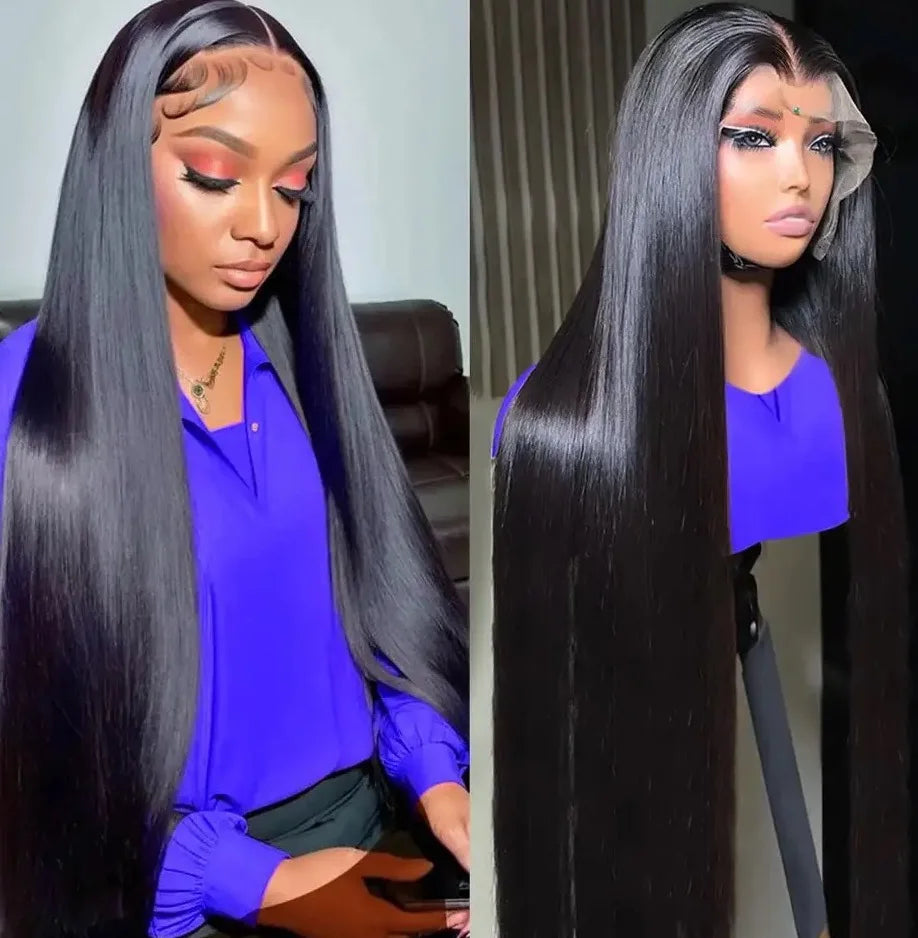 Straight Black Color Long Soft Hair Synthetic 13X6 HD Lace Frontal Prepucked With Baby Hair Glueless Wig For Black Women