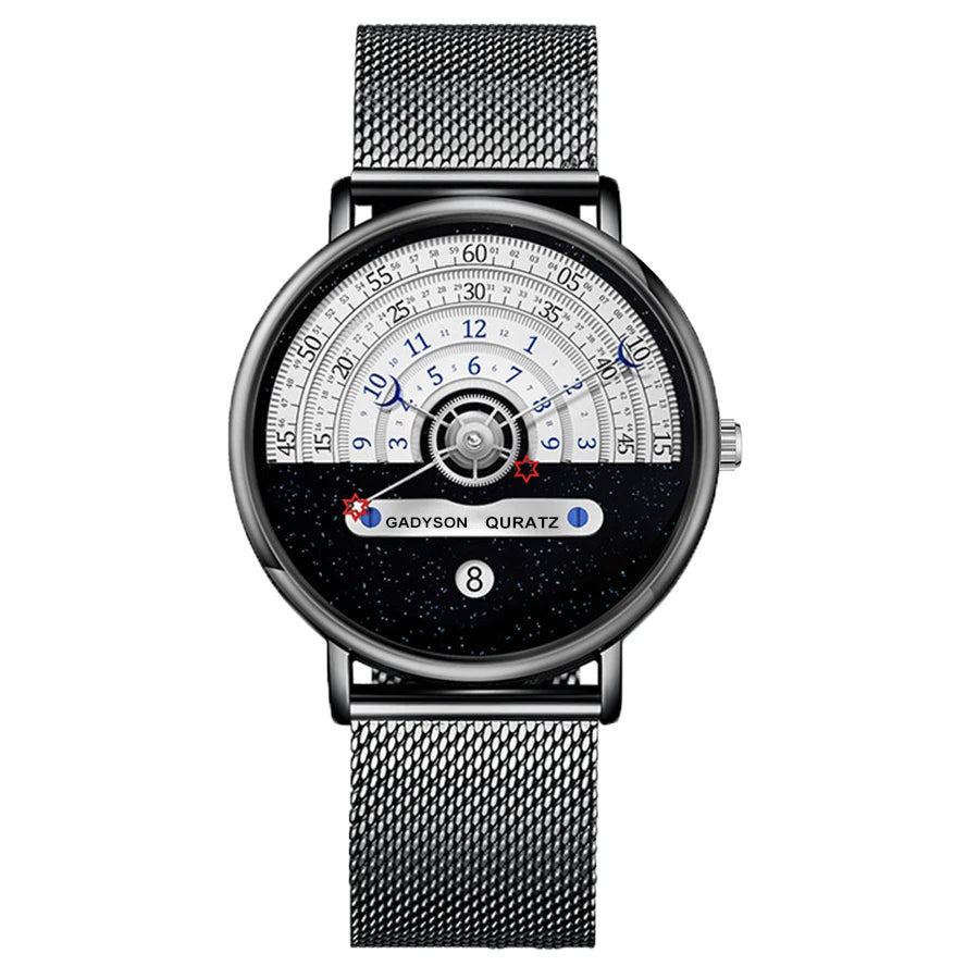 Unique Business Men Watch Auto Date Stainless Steel Strap Quartz Fashion Wristwatch Man Gifts Calendar Clock For Him