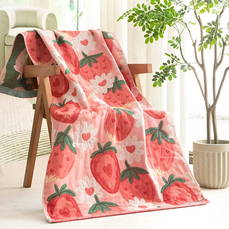 Cartoon Strawberry Cotton 80x160CM Big Towel for Kids Men Women Bathroom Luxury Super Absorbent Towel for bath