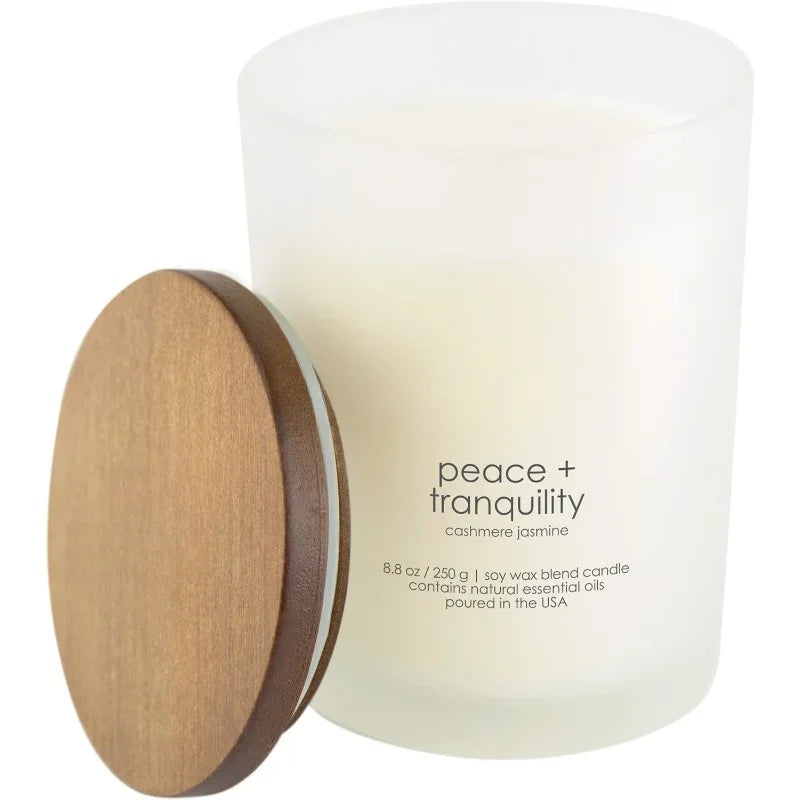 Scented Candle, Peace + Tranquility Cashmere Jasmine Medium Jar Home Décor