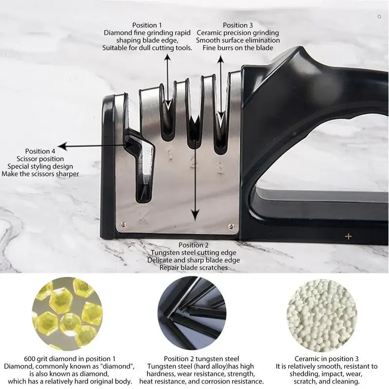 Kitchen 4 Segment Non-slip base Knife Sharpener Multifunctional Portable Household Kitchen Gadgets Accessories