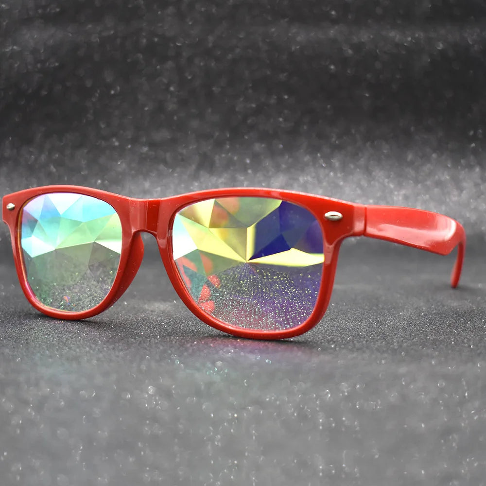 Party Sunglasses Trendy Square Women Men Fashion EDM Light Diffraction Futuristic Rave Festival Sun Glasses Psychedelic Prism