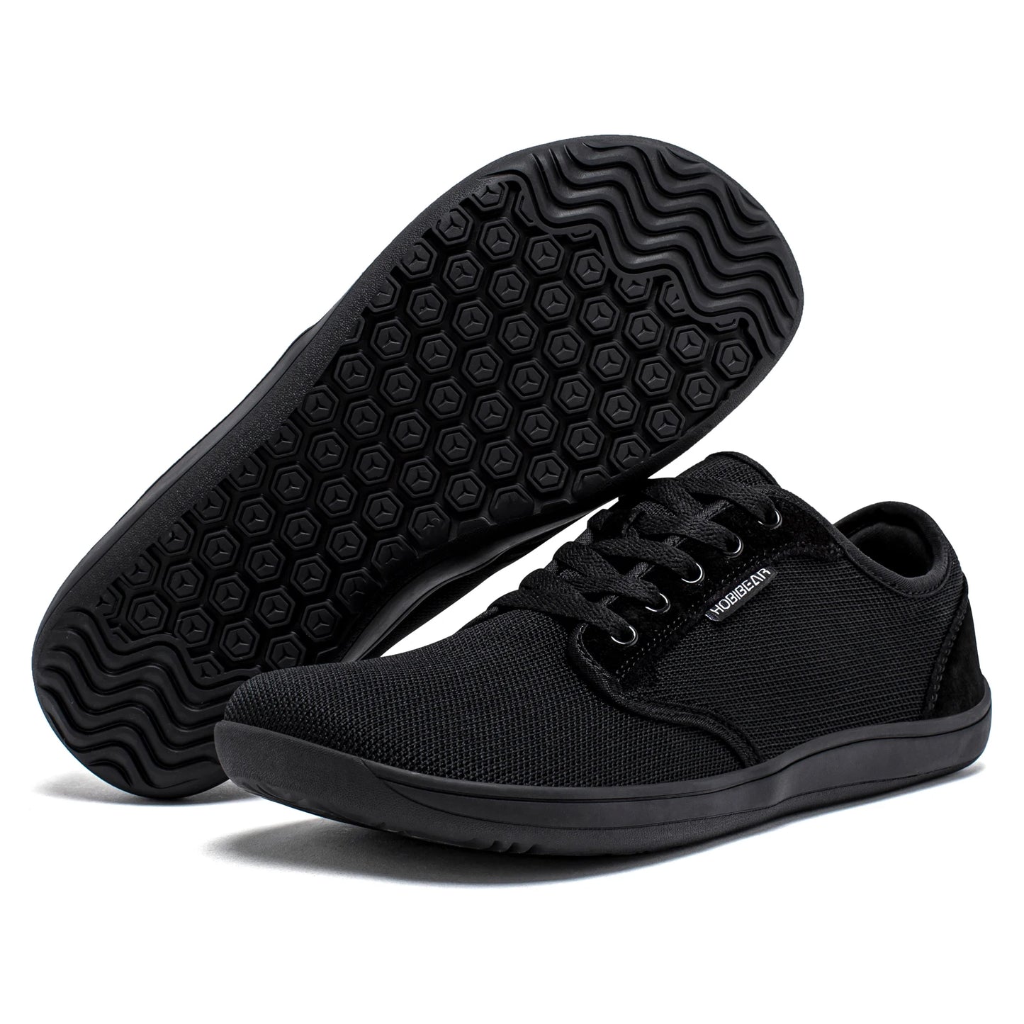 HOBIBEAR Men's Minimalist Barefoot Shoes Unisex Wide Width Zero Drop Fashion Sneakers Mesh Upper Lace-up Casual Footwear