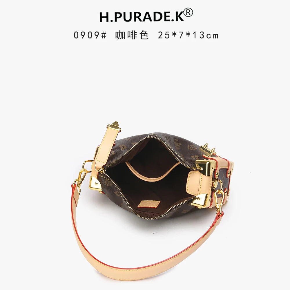 Coffee Brown Crossbody Bag for Women Adjustable Strap Shoulder Purse Stylish Casual Small Underarm Handbag Lightweight