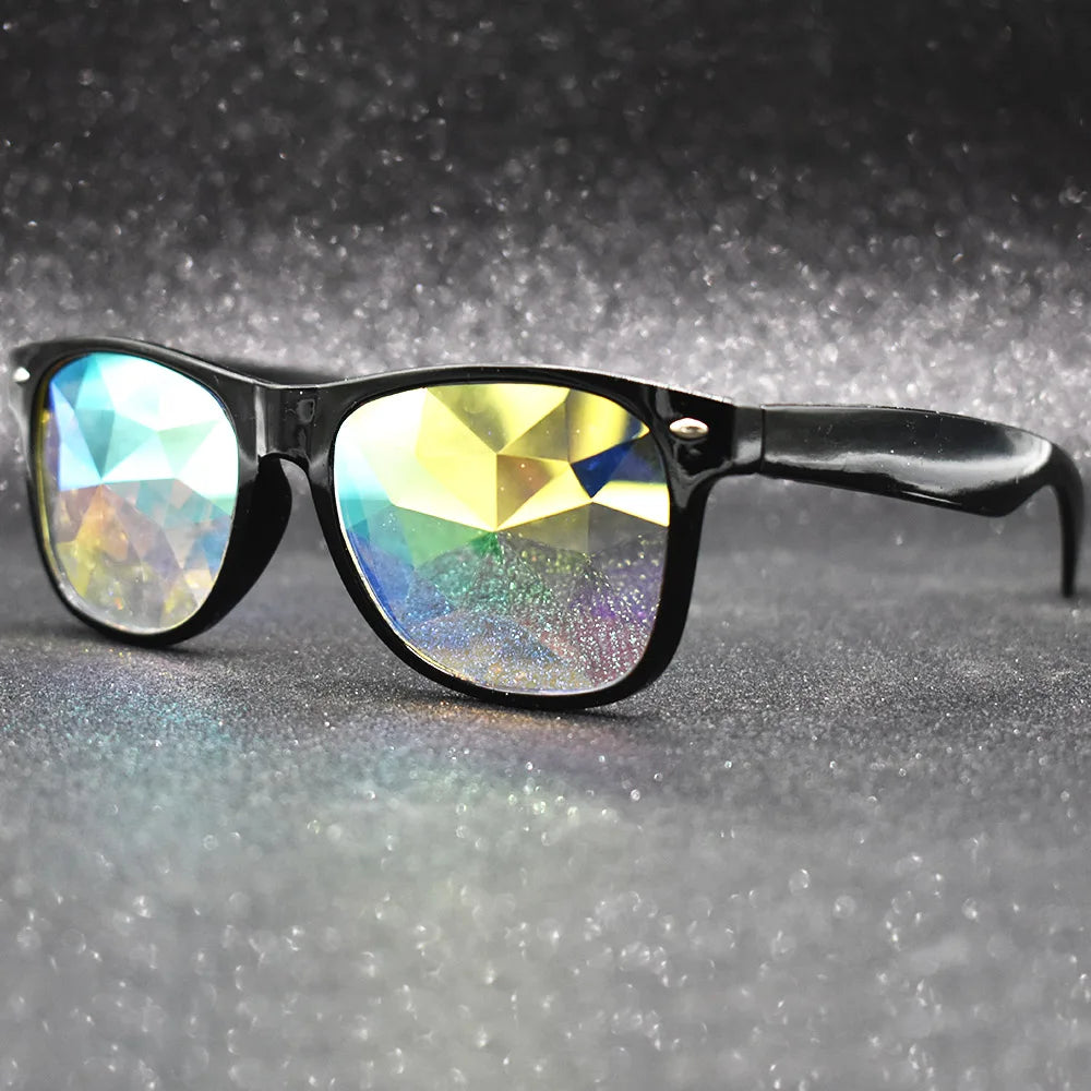 Party Sunglasses Trendy Square Women Men Fashion EDM Light Diffraction Futuristic Rave Festival Sun Glasses Psychedelic Prism