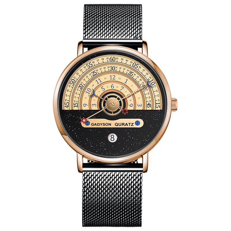 Unique Business Men Watch Auto Date Stainless Steel Strap Quartz Fashion Wristwatch Man Gifts Calendar Clock For Him