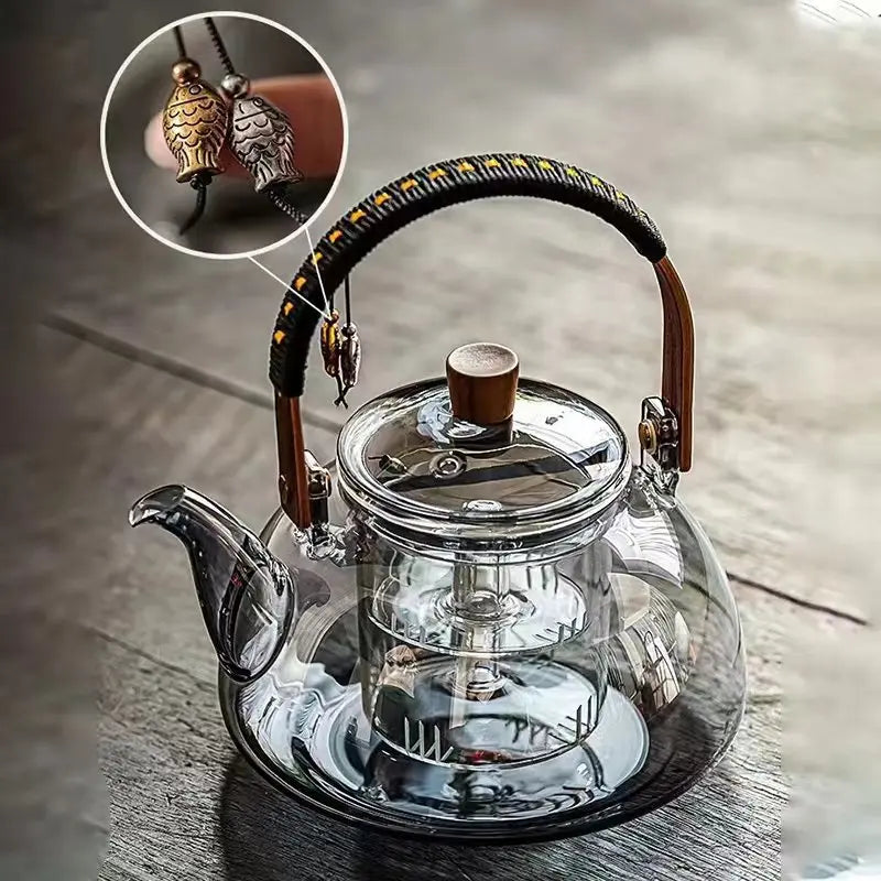 Teapot Household Glass Tea Maker High Temperature Resistant Steaming and Boiling Dual-purpose Teapot