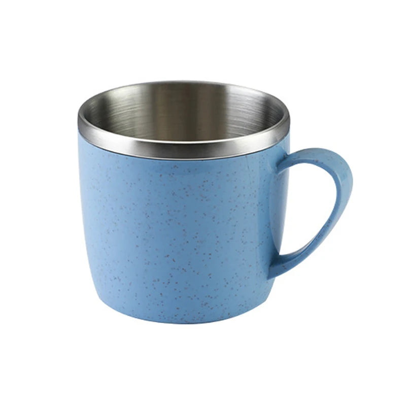 Double Layer Anti-scalding Stainless Steel Cups 1pc Plastic Handle Coffee Milk Mug Tea Tumbler Drinks Water Cup for Home Office