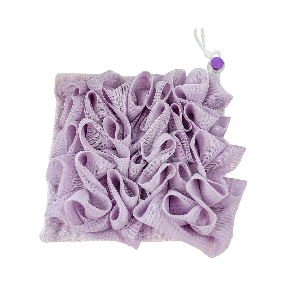 Bath Ball 2 in 1 Towel Loofah With Drawstring Closure For Soap Soft Exfoliating Skin Care Bathing Tool
