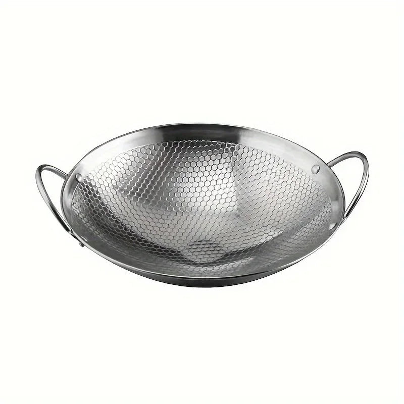 stainless steel honeycomb skillet non-stick with handle scratch-resistant 1pc 25cm/11.42inch cooking pasta steak porridge ramen