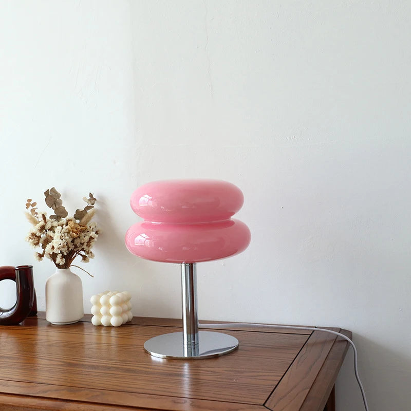 Macaron Glass Table Lamp Living Room Atmosphere Lamps Eye Protection Night Light Bedside Decor