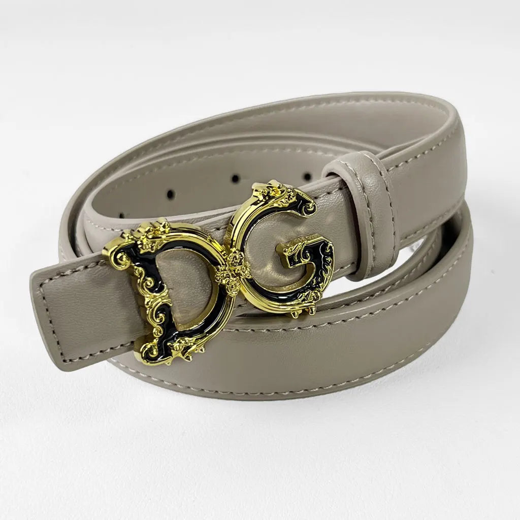 Fashionable Retro Women's Belt Set with Classic Golden Buckle High-Quality Split Leather Waistband Geometric Pattern for Adults