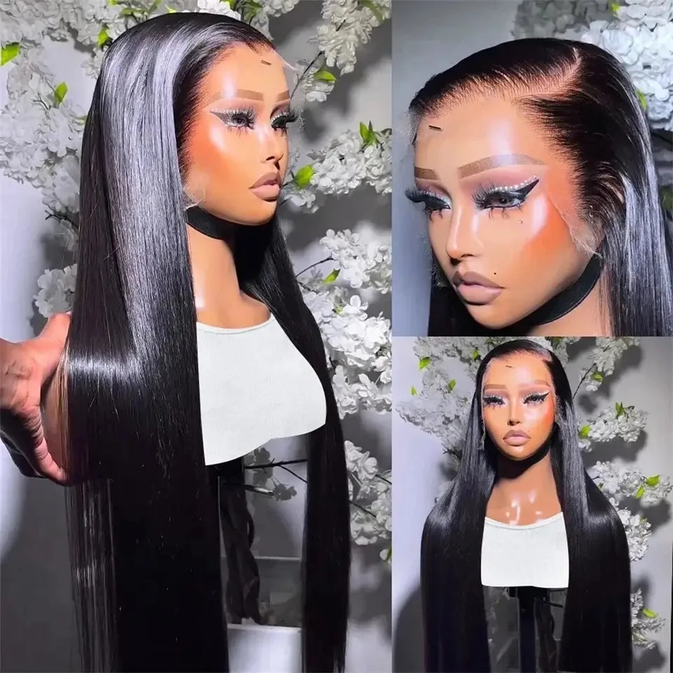 Straight Black Color Long Soft Hair Synthetic 13X6 HD Lace Frontal Prepucked With Baby Hair Glueless Wig For Black Women